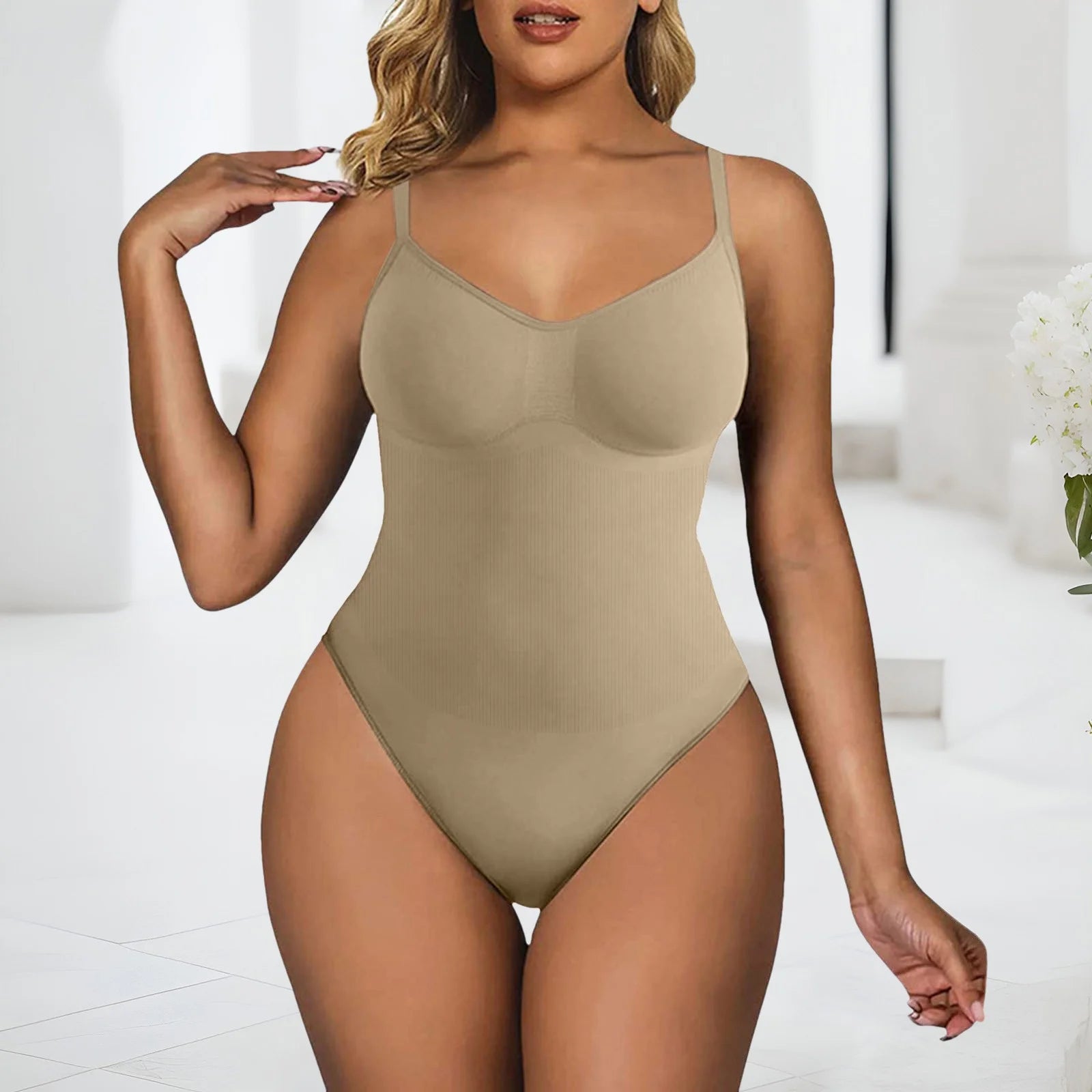 Bodysuit for Women Tummy Control Shapewear Seamless Bodysuit Belly Lifting plus Size Thong Briefs Suspenders Tight Corset Bodysuit Body Shaper